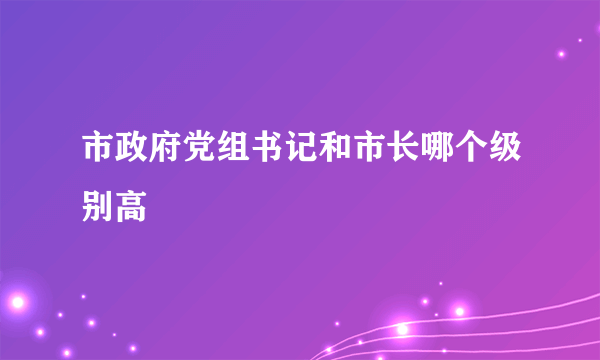 市政府党组书记和市长哪个级别高