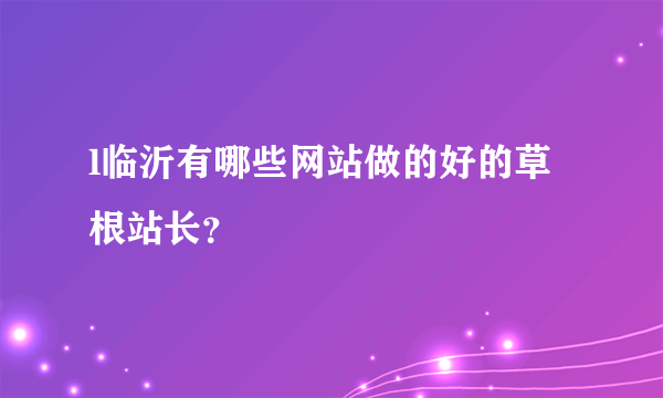 l临沂有哪些网站做的好的草根站长？