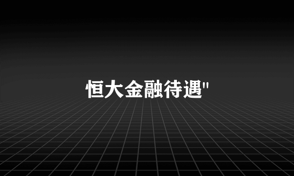 恒大金融待遇