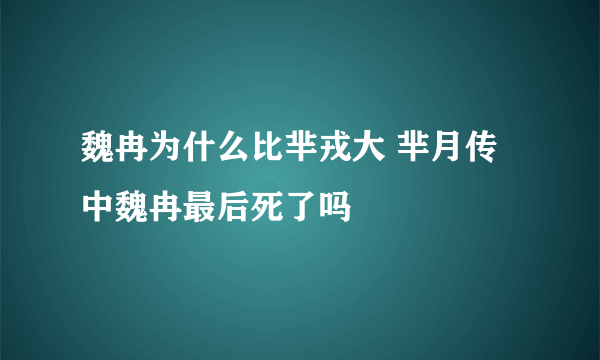 魏冉为什么比芈戎大 芈月传中魏冉最后死了吗