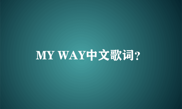 MY WAY中文歌词？