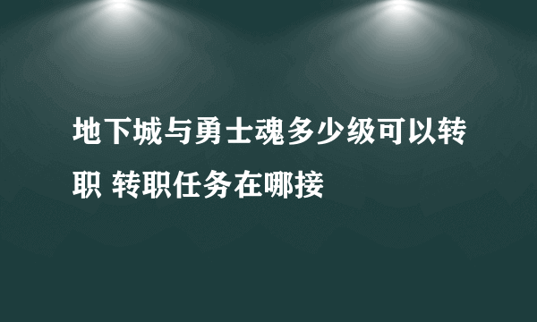地下城与勇士魂多少级可以转职 转职任务在哪接