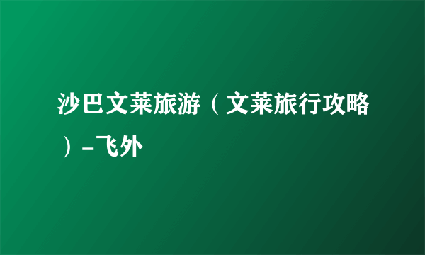 沙巴文莱旅游（文莱旅行攻略）-飞外