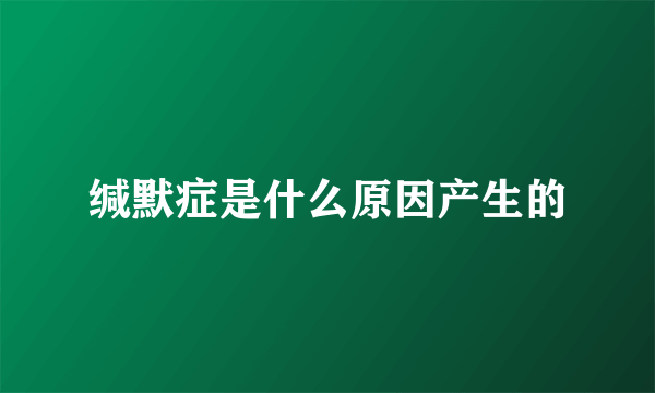 缄默症是什么原因产生的