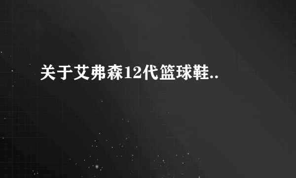 关于艾弗森12代篮球鞋..