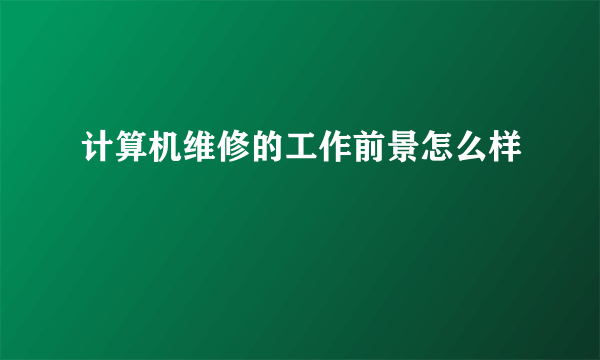 计算机维修的工作前景怎么样