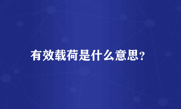 有效载荷是什么意思？