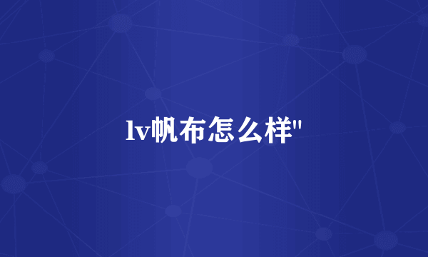 lv帆布怎么样