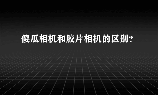 傻瓜相机和胶片相机的区别？