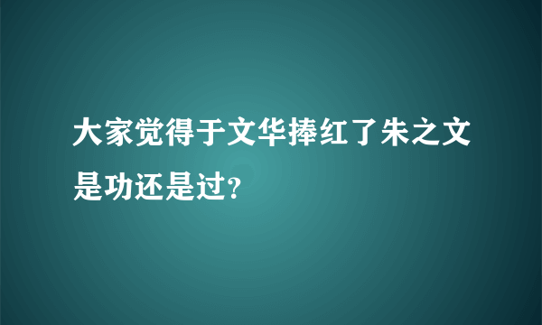 大家觉得于文华捧红了朱之文是功还是过？