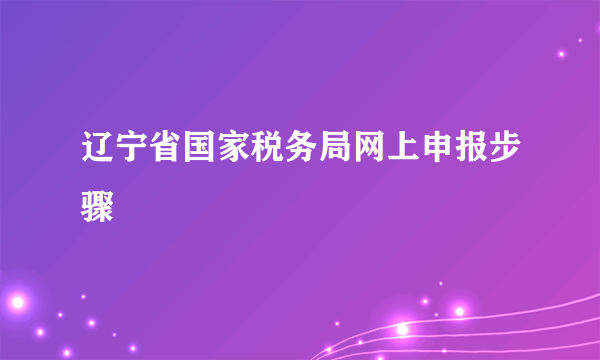 辽宁省国家税务局网上申报步骤