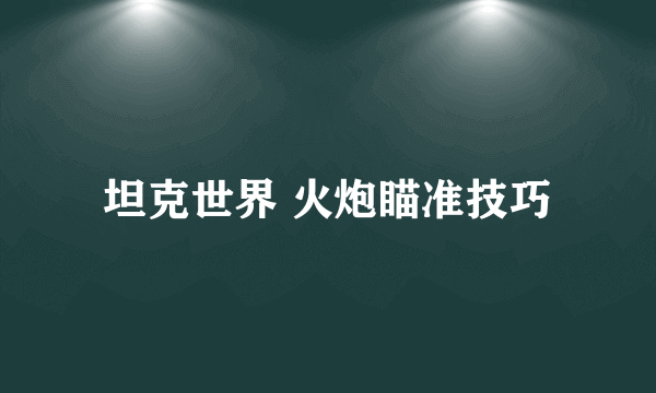 坦克世界 火炮瞄准技巧