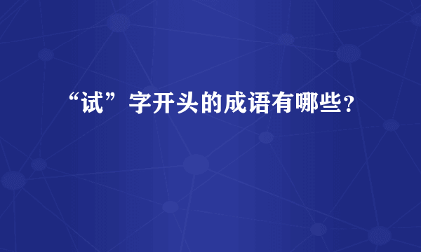 “试”字开头的成语有哪些？