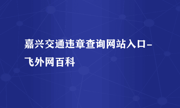 嘉兴交通违章查询网站入口-飞外网百科