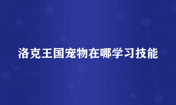 洛克王国宠物在哪学习技能