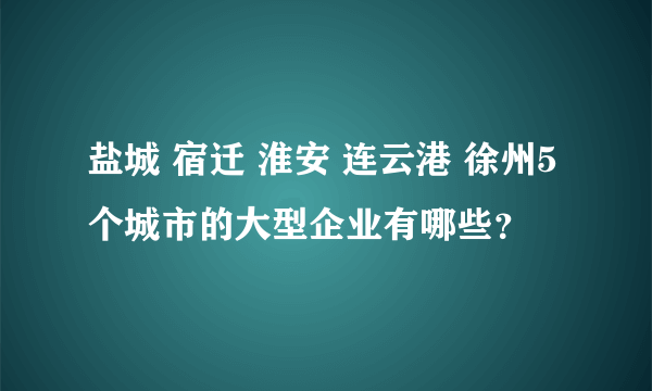 盐城 宿迁 淮安 连云港 徐州5个城市的大型企业有哪些？