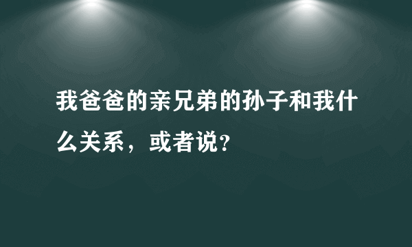 我爸爸的亲兄弟的孙子和我什么关系，或者说？