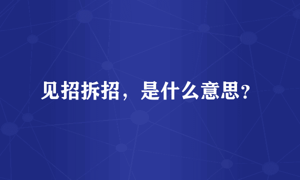 见招拆招，是什么意思？
