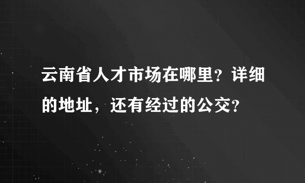 云南省人才市场在哪里？详细的地址，还有经过的公交？