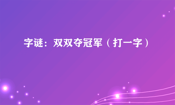 字谜：双双夺冠军（打一字）