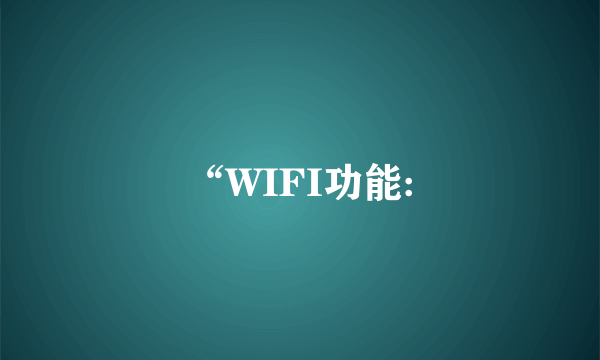 “WIFI功能: