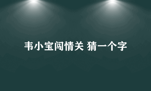 韦小宝闯情关 猜一个字
