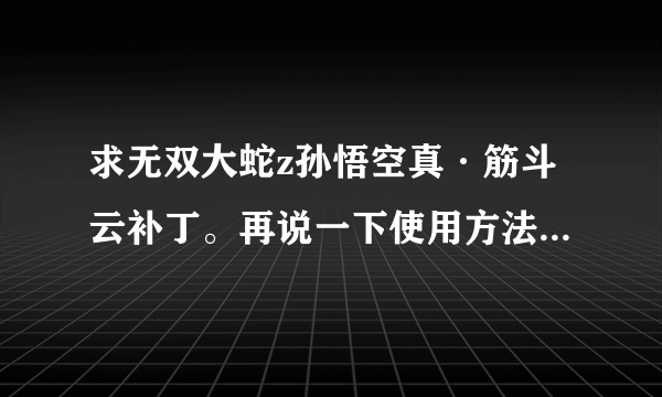 求无双大蛇z孙悟空真·筋斗云补丁。再说一下使用方法。谢谢。