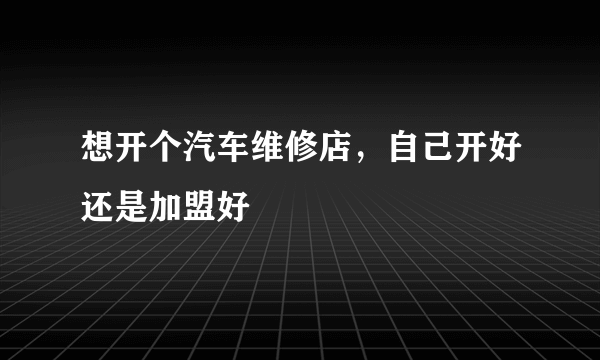 想开个汽车维修店，自己开好还是加盟好