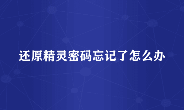 还原精灵密码忘记了怎么办