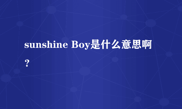 sunshine Boy是什么意思啊？