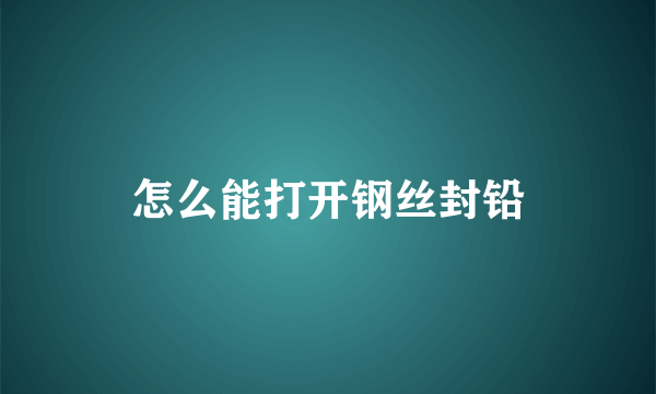 怎么能打开钢丝封铅