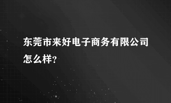 东莞市来好电子商务有限公司怎么样？