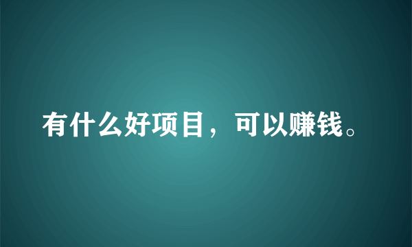 有什么好项目，可以赚钱。