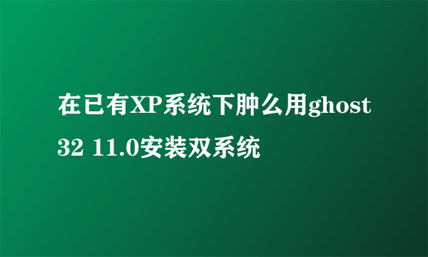 在已有XP系统下肿么用ghost32 11.0安装双系统