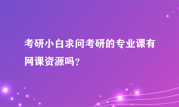 考研小白求问考研的专业课有网课资源吗？
