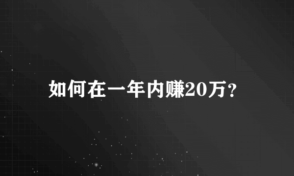 如何在一年内赚20万？