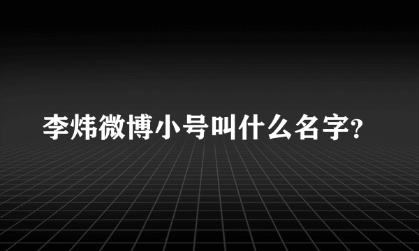 李炜微博小号叫什么名字？