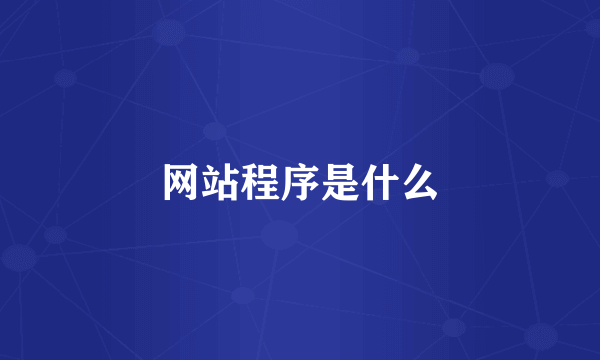 网站程序是什么