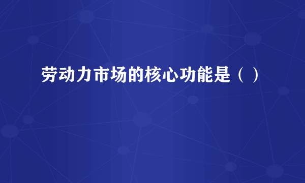 劳动力市场的核心功能是（）