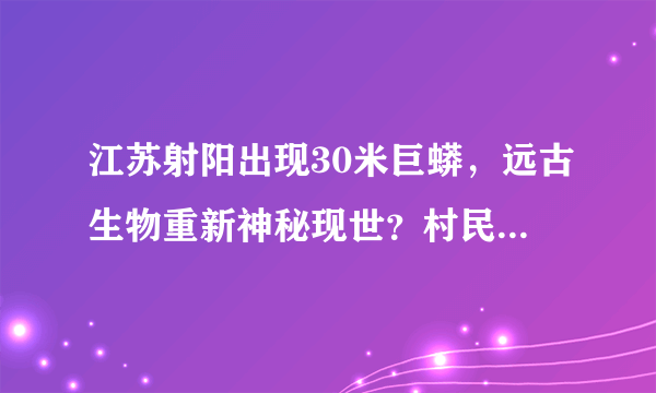 江苏射阳出现30米巨蟒，远古生物重新神秘现世？村民要渡劫升天？
