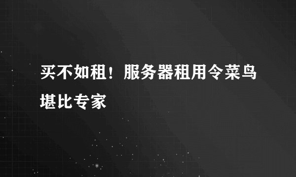 买不如租！服务器租用令菜鸟堪比专家