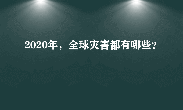 2020年，全球灾害都有哪些？