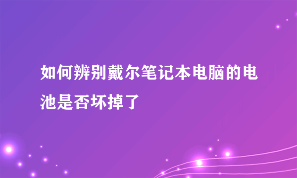 如何辨别戴尔笔记本电脑的电池是否坏掉了
