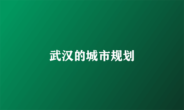 武汉的城市规划
