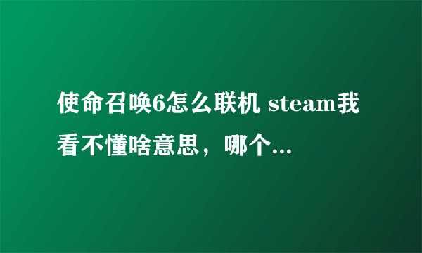 使命召唤6怎么联机 steam我看不懂啥意思，哪个平台可以联机的