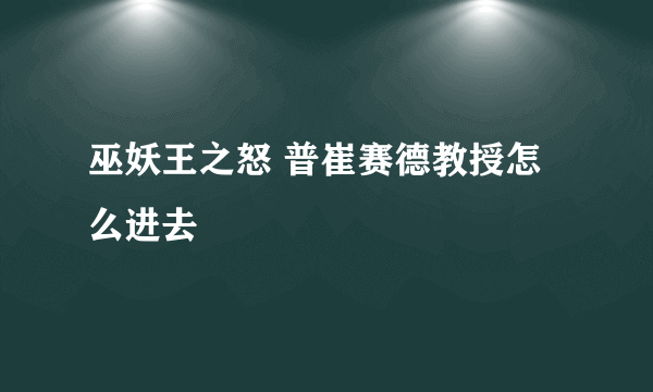 巫妖王之怒 普崔赛德教授怎么进去