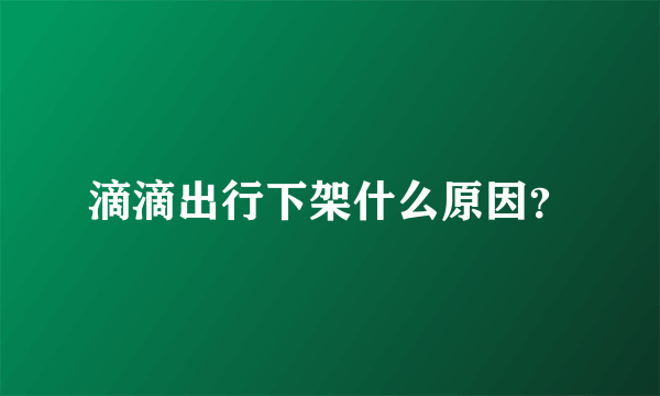 滴滴出行下架什么原因？