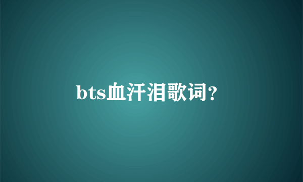 bts血汗泪歌词？