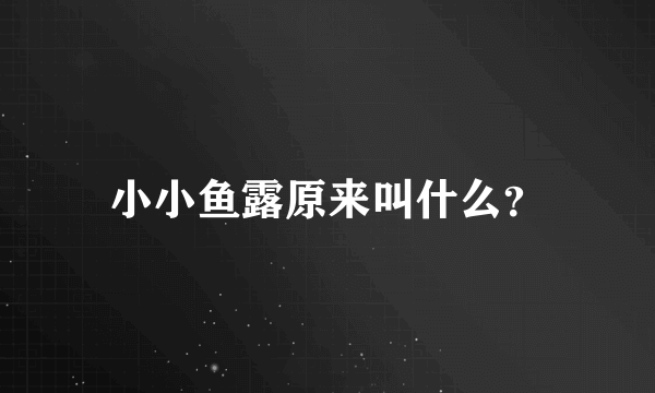 小小鱼露原来叫什么？