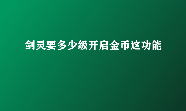 剑灵要多少级开启金币这功能